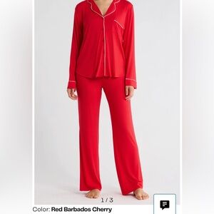 Tranquility Long Sleeve Shirt & Pants Pajamas Red modal